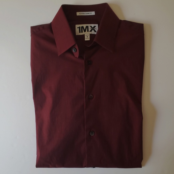 Express Mens Burgundy Dress Shirt Xs 